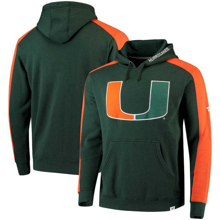 Men's Miami Hurricanes Fanatics Branded Iconic Colorblocked Fleece Pullover Hoodie Green,We sell and wholesale Men's Miami Hurricanes Fanatics Branded Iconic Colorblocked Fleece Pullover Hoodie Green on line form chian!